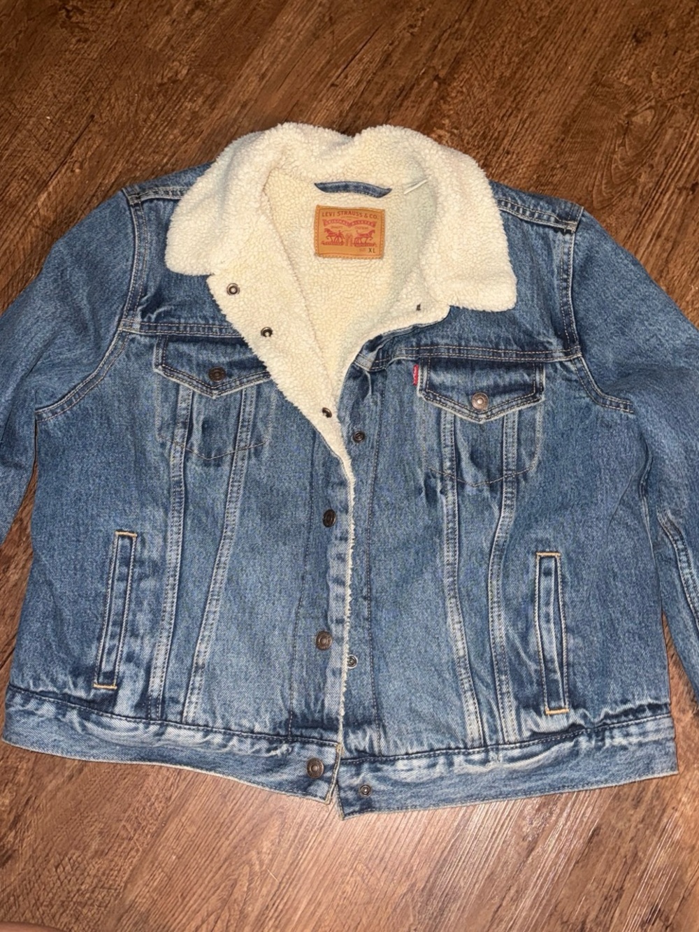 Levi's Blue Denim Jacket with Cream Sherpa Lining